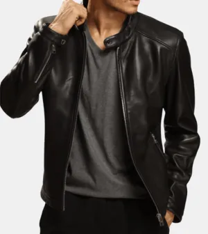 Kyreakh Men's Black leather Jacket