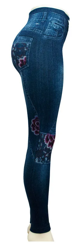 Ladies Fashion Pull On Floral Jeggings Wholesale