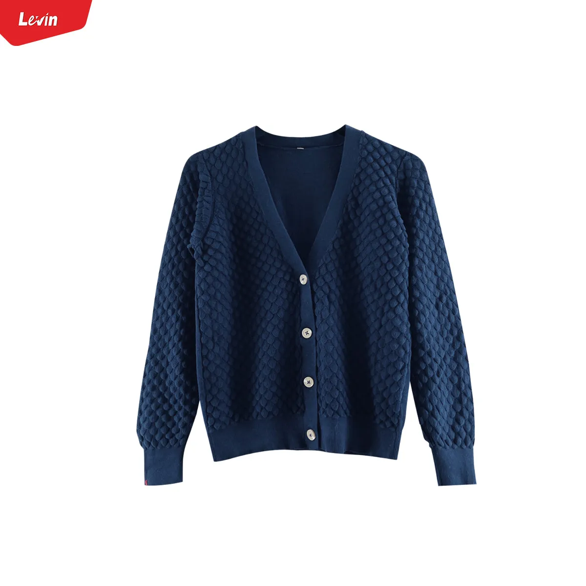 Ladies Long Sleeve V-Neck Knitted Cardigan