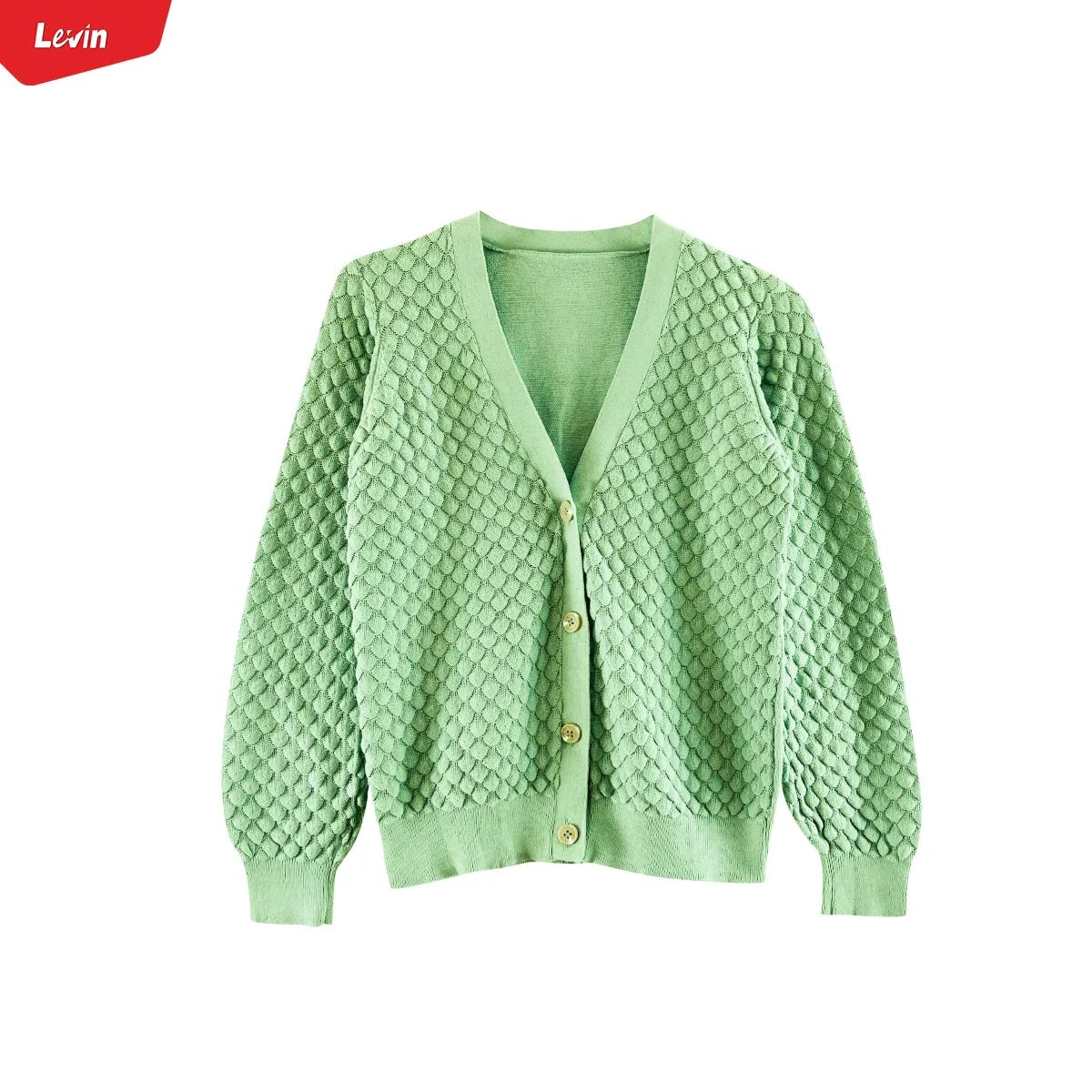 Ladies Long Sleeve V-Neck Knitted Cardigan