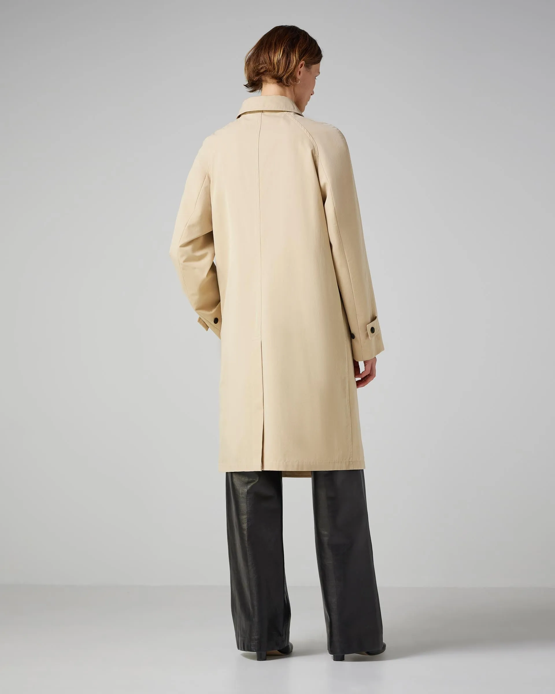 Laura Coat in Washed Cotton, Beige