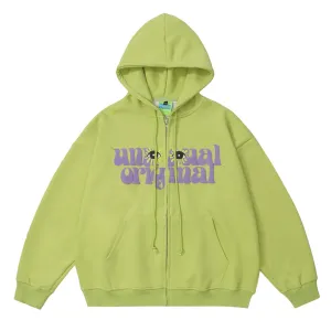 Lime Green Graphic Zip Hoodie