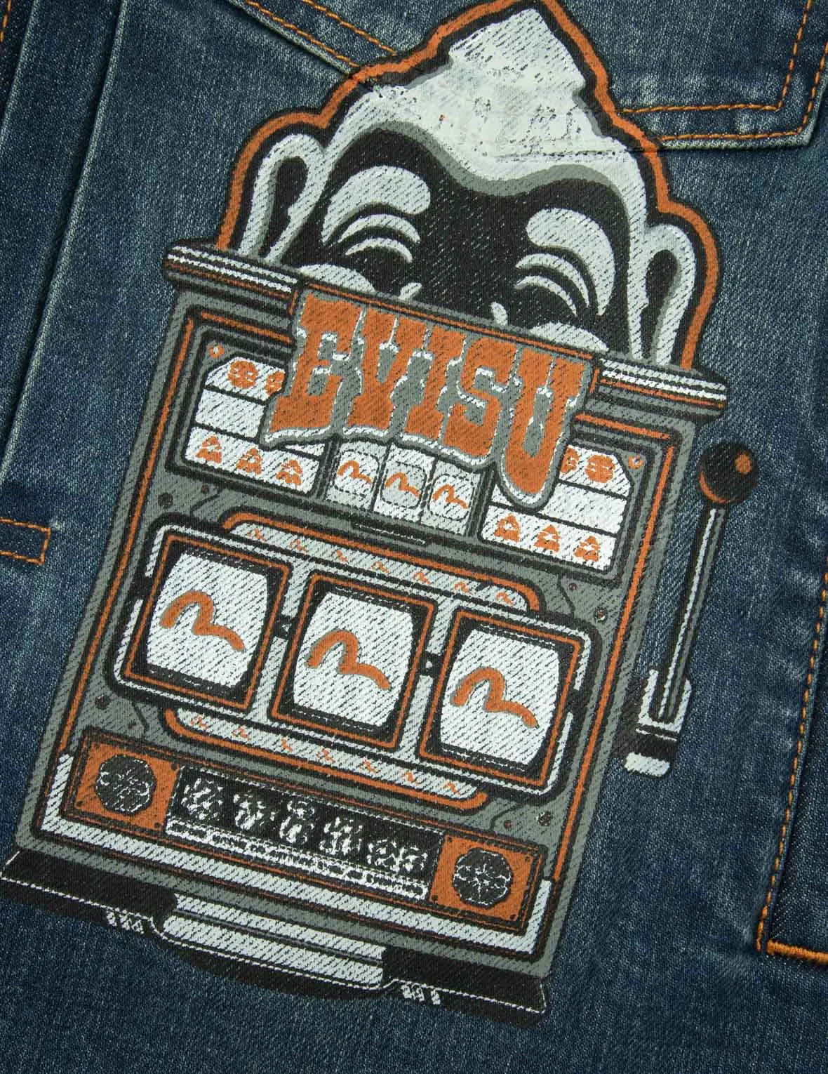 Logo and Godhead Lucky Slot Machine EmbroideriesRelax Fit Denim Jacket