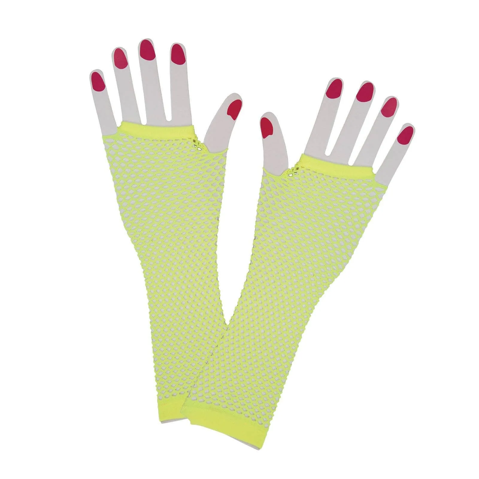 Long Fishnet Gloves Neon 1980s Fancy Dress Pop Disco