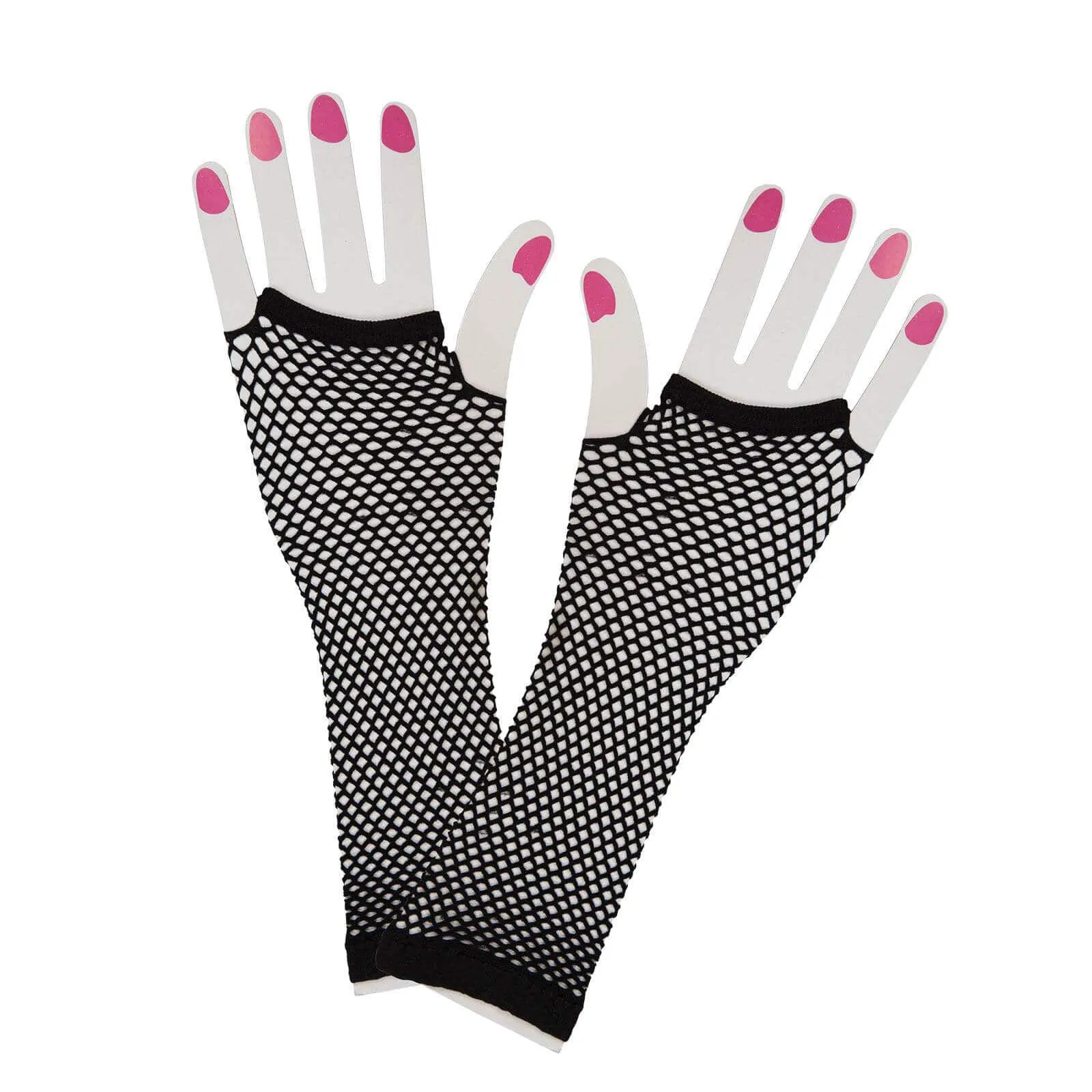 Long Fishnet Gloves Neon 1980s Fancy Dress Pop Disco