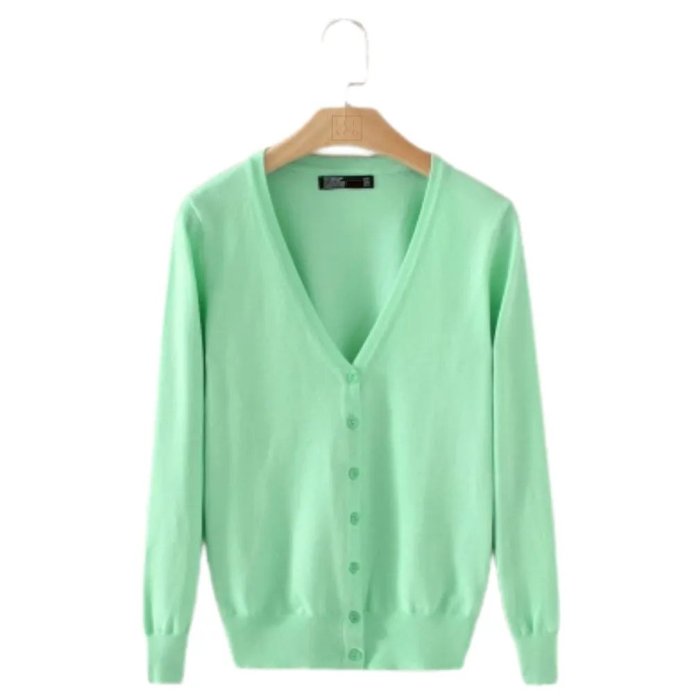 Luexco Women's Cardigan Long Sleeve Button V Neck Solid