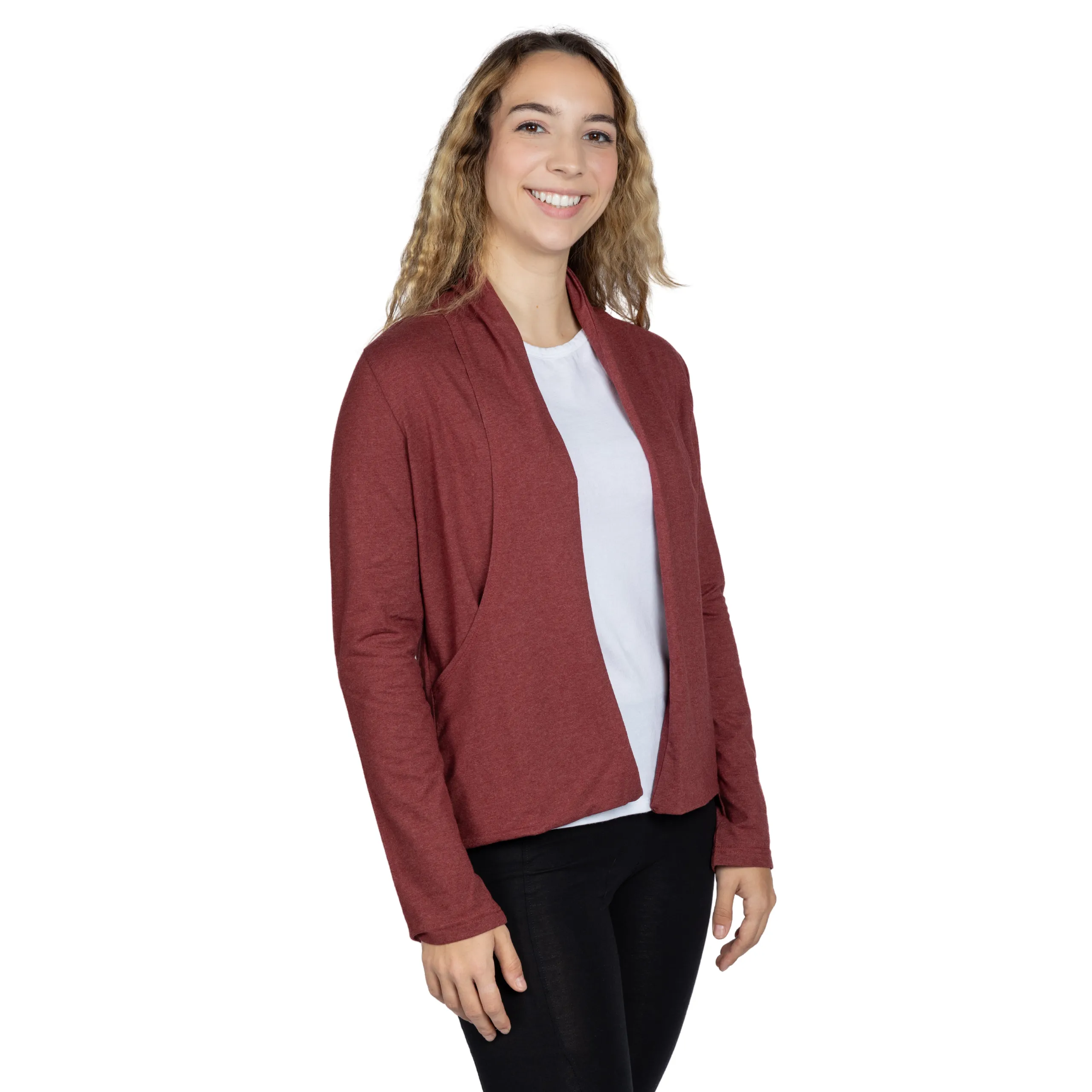 Maroon Shorter-Length Cardigan