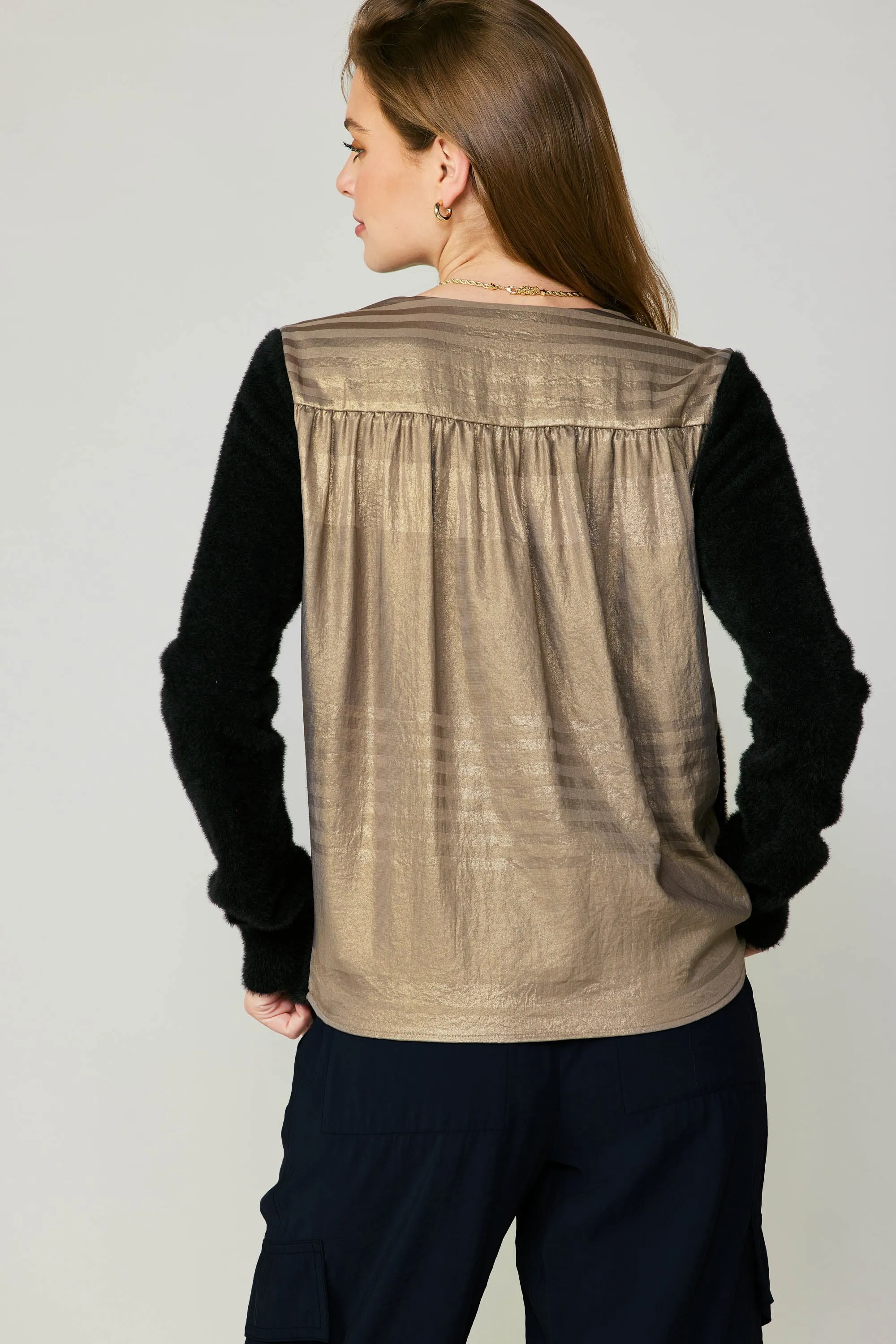 Metallic Contrast Cardigan