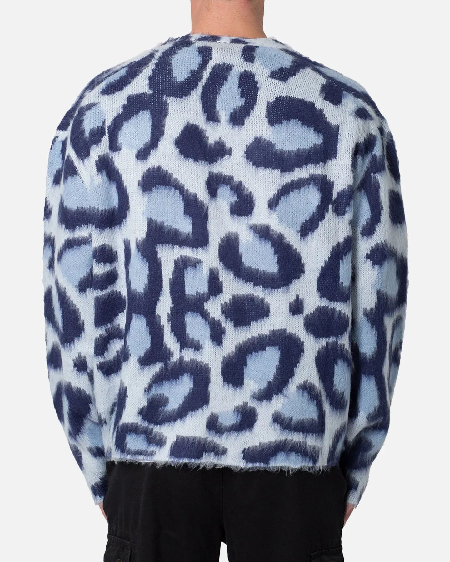 MNML Mohair Leopard Cardigan Sweater Blue