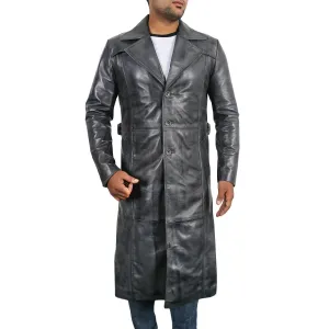 Modern Fit Leather Trench Coat