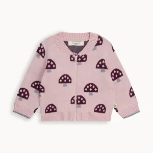 Mushroom Knit Cardigan - Dusty Pink