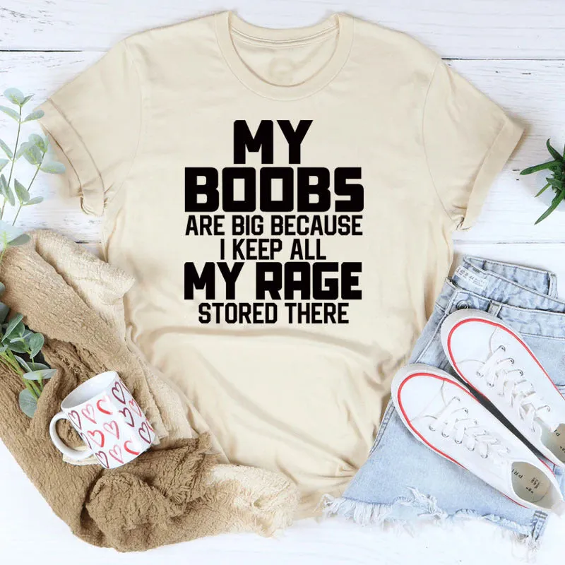 MY BOOBS ARE BIG Alphabet Women's Short Sleeve Loose Crew Neck T-Shirt