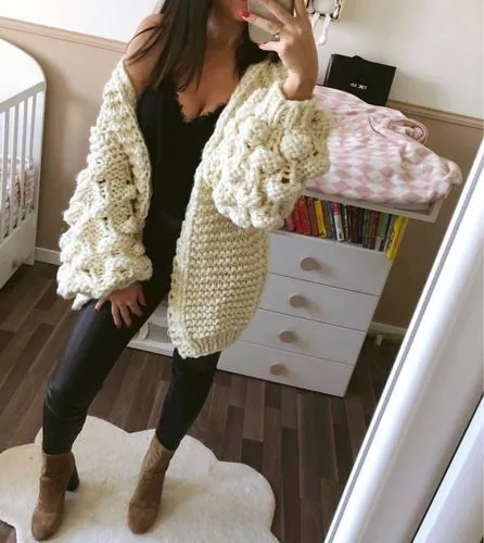 Oversized Chunky Thick Cable Knit Cardigan Sweater