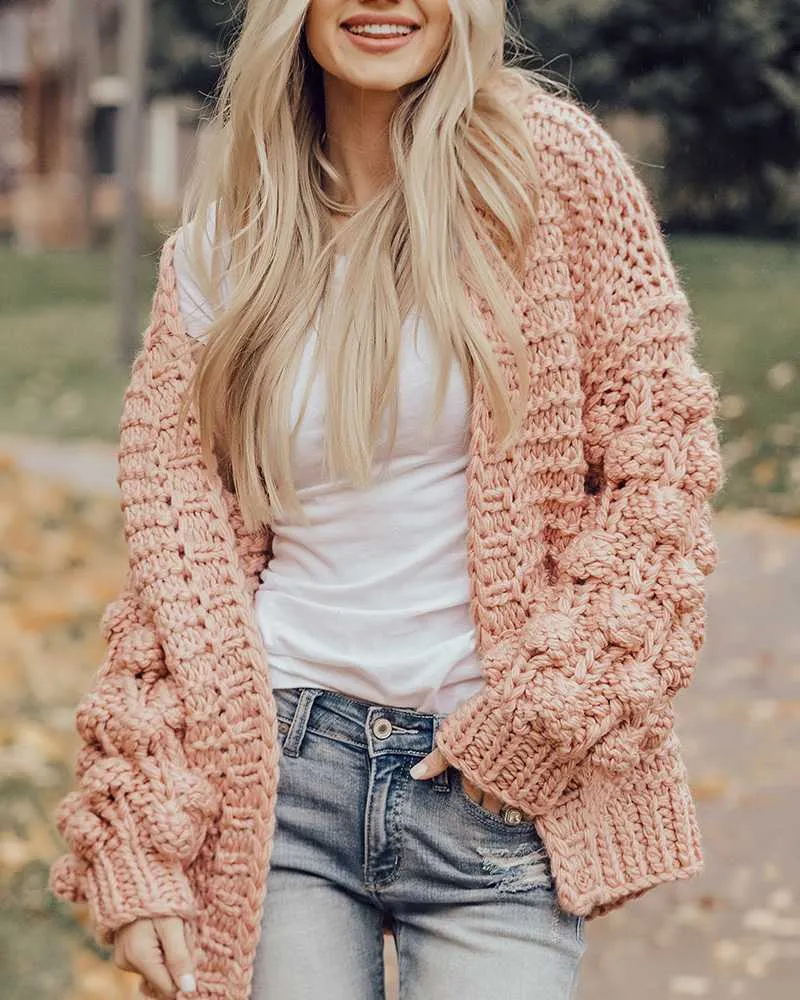 Oversized Chunky Thick Cable Knit Cardigan Sweater