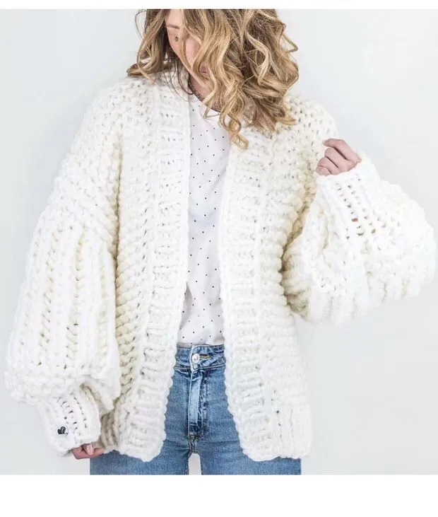 Oversized Chunky Thick Cable Knit Cardigan Sweater