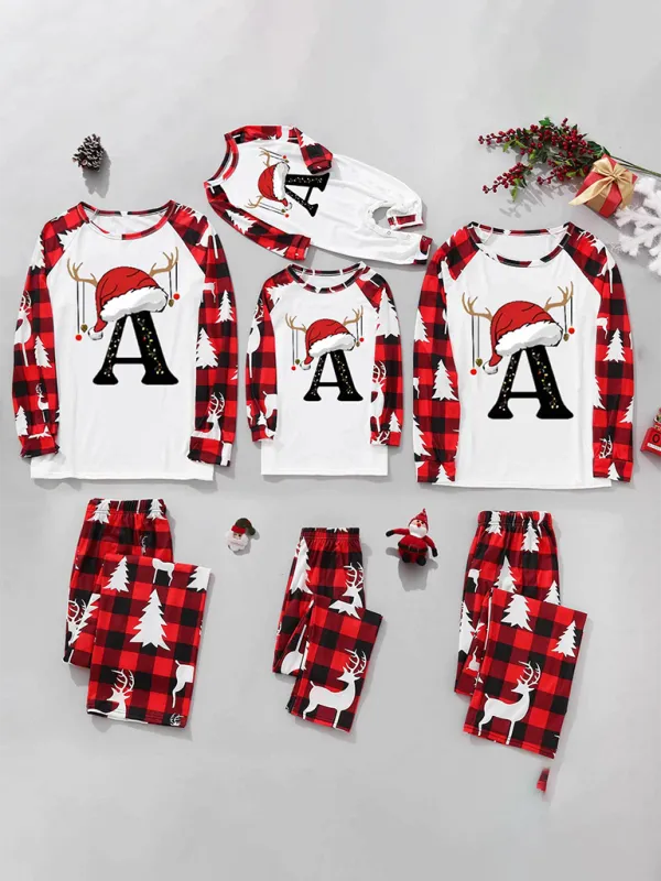 Pajamas Family Set: Santa’s Hat Alphabet Printed