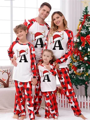 Pajamas Family Set: Santa’s Hat Alphabet Printed