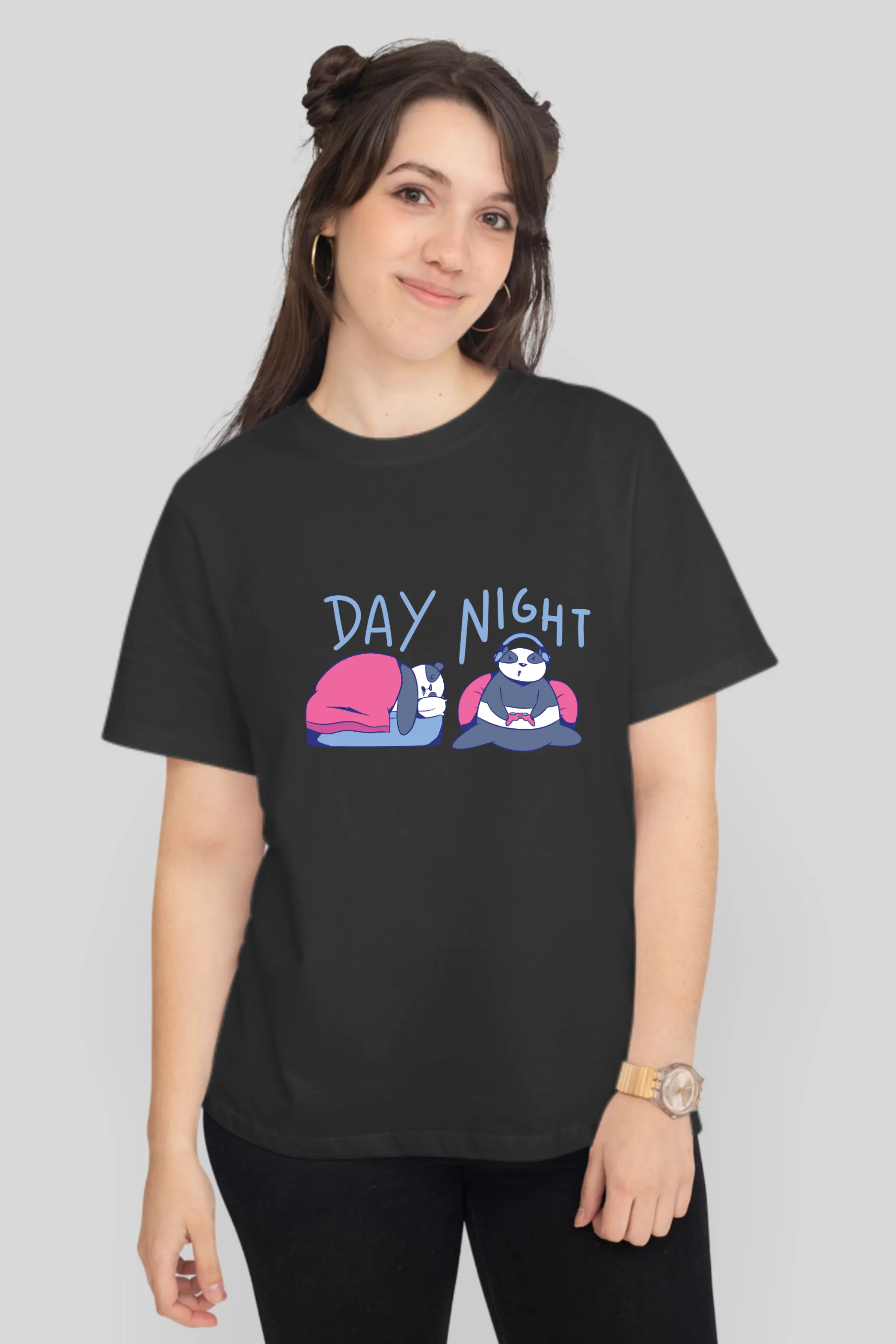 Panda Gamer Printed T-shirt for women