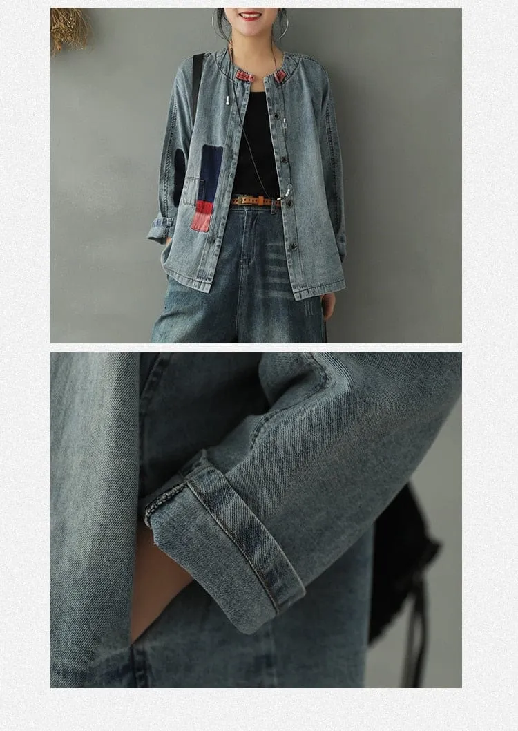 Patchwork Washed Denim Jacket