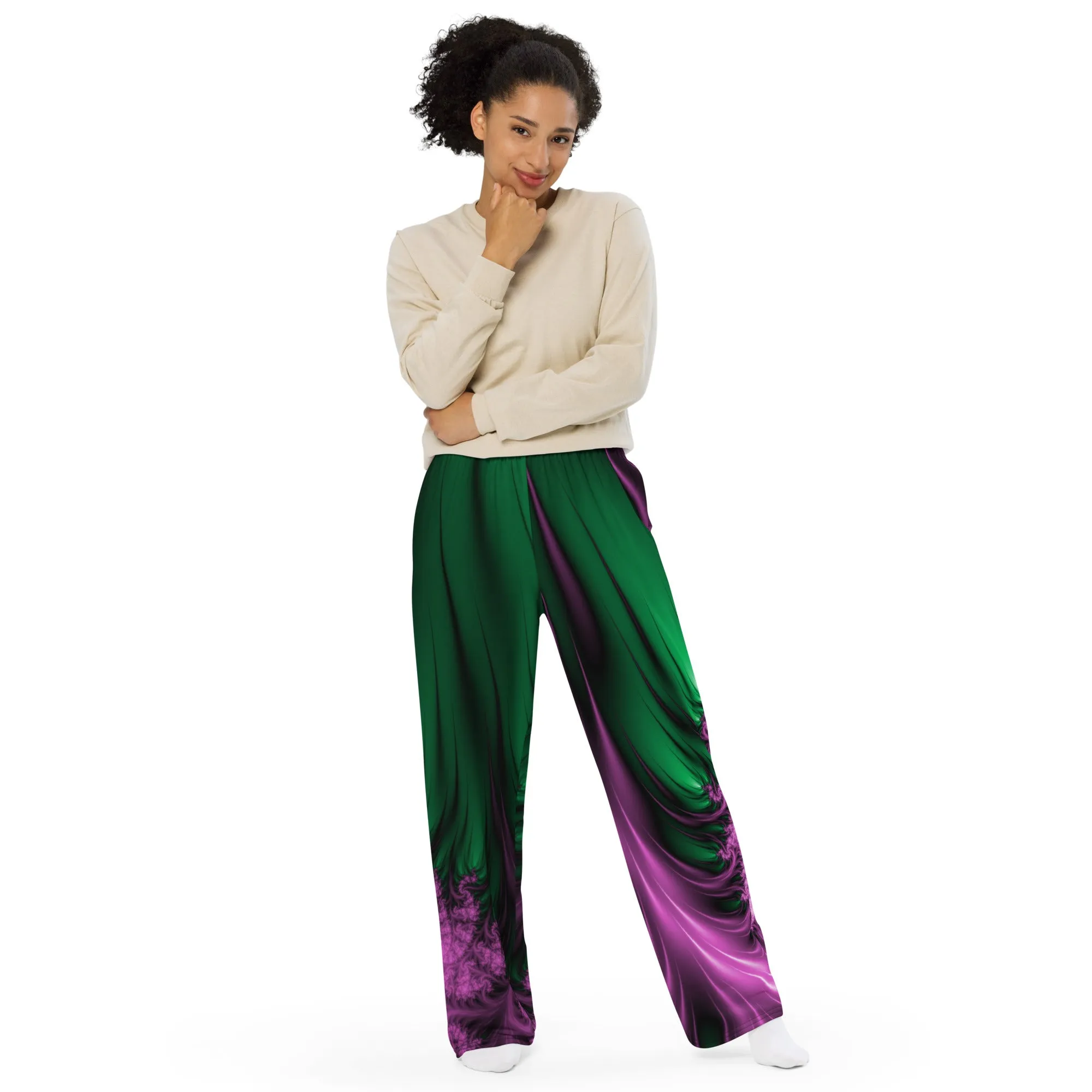 "Aurora Whispers Arctic Chic" Collection - Unisex Designer Wide Leg Pants