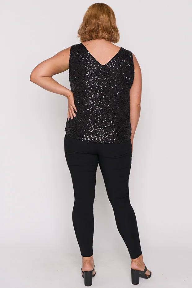 Rylee Black Sequins Party Tank