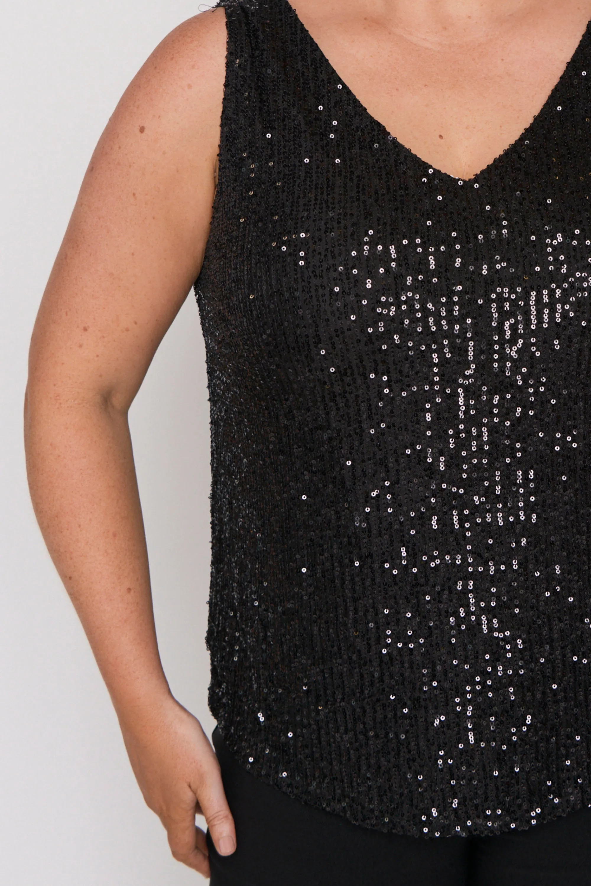 Rylee Black Sequins Party Tank