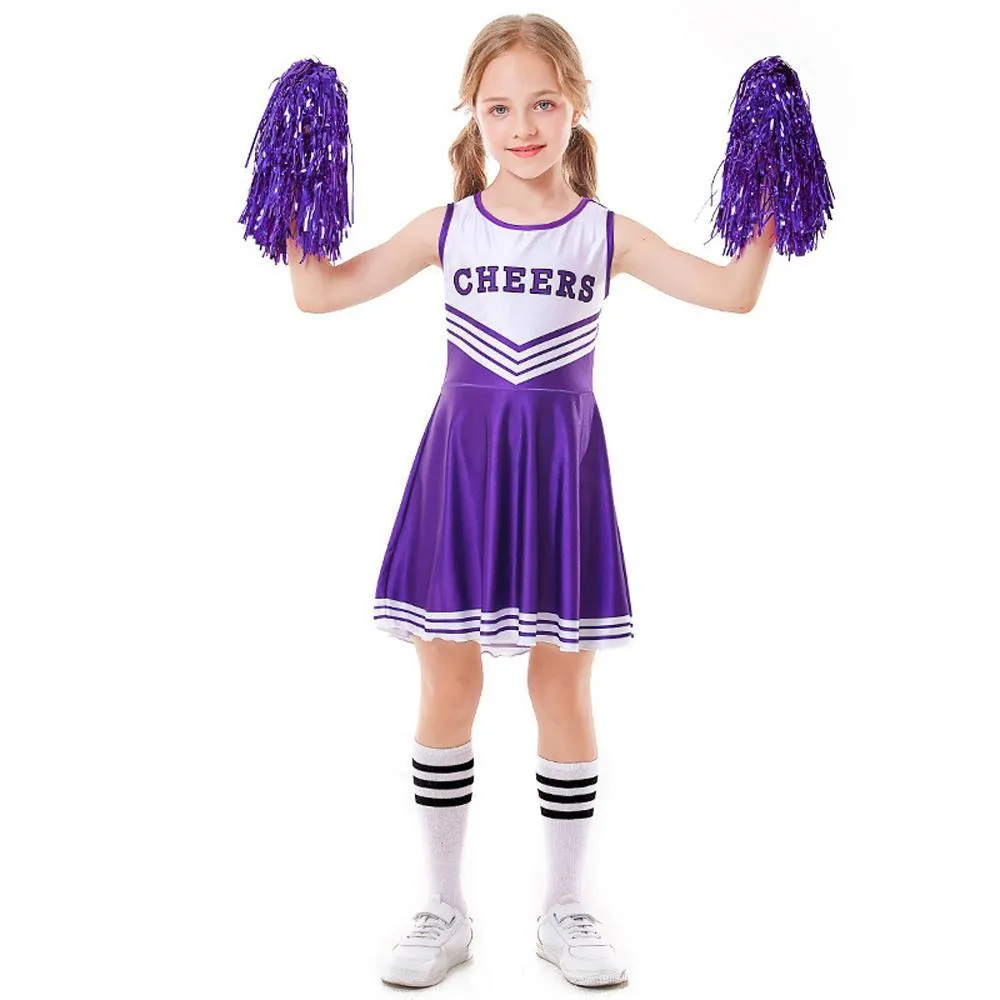 School Cheerleading Uniform Costume Cheerleader Party Dress Halloween Outfit Dress Up For Girls