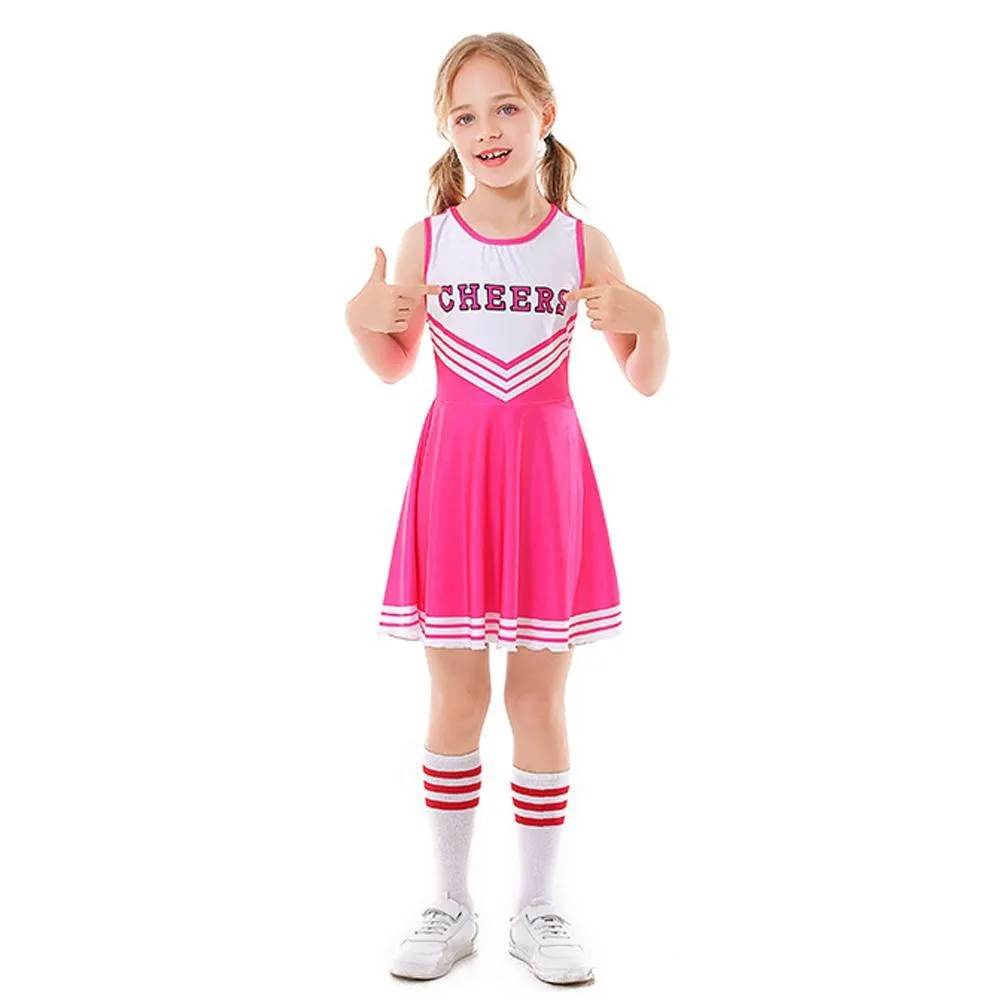 School Cheerleading Uniform Costume Cheerleader Party Dress Halloween Outfit Dress Up For Girls