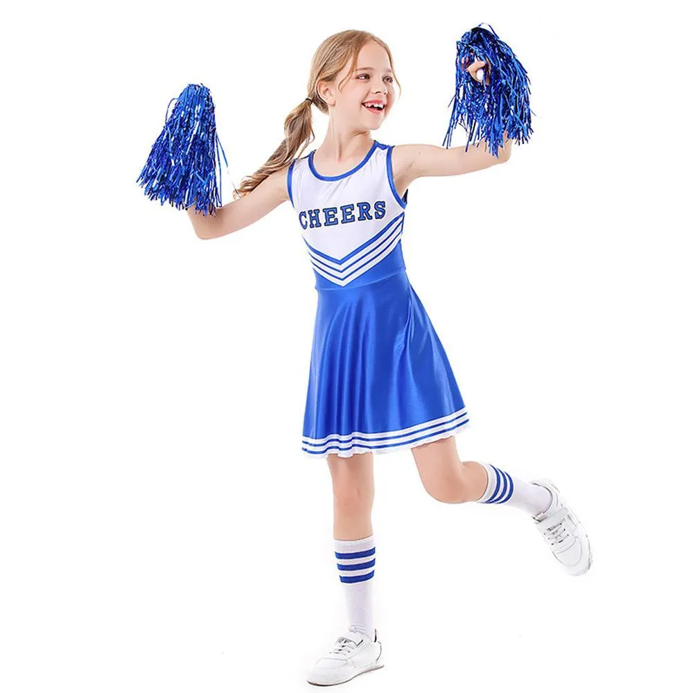 School Cheerleading Uniform Costume Cheerleader Party Dress Halloween Outfit Dress Up For Girls