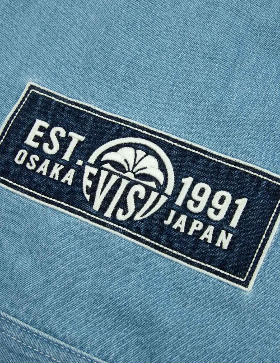 Seagull Embroidery and Slogan-print Blocking Denim Jacket