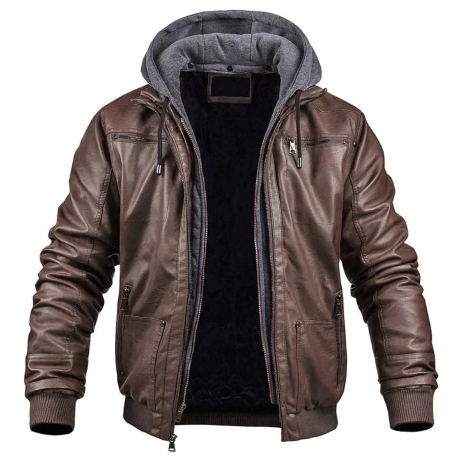 Sebastian - Leather Jacket with Hood - Chic - Fashionable - Ideal for Fall/Winter