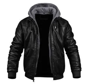 Sebastian - Leather Jacket with Hood - Chic - Fashionable - Ideal for Fall/Winter