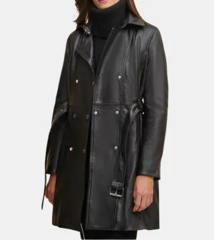 Slick Women's Leather Trench Coat