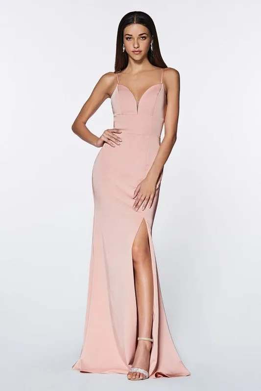 Spaghetti Purple Strap Side Slit Gown Maxi Dress