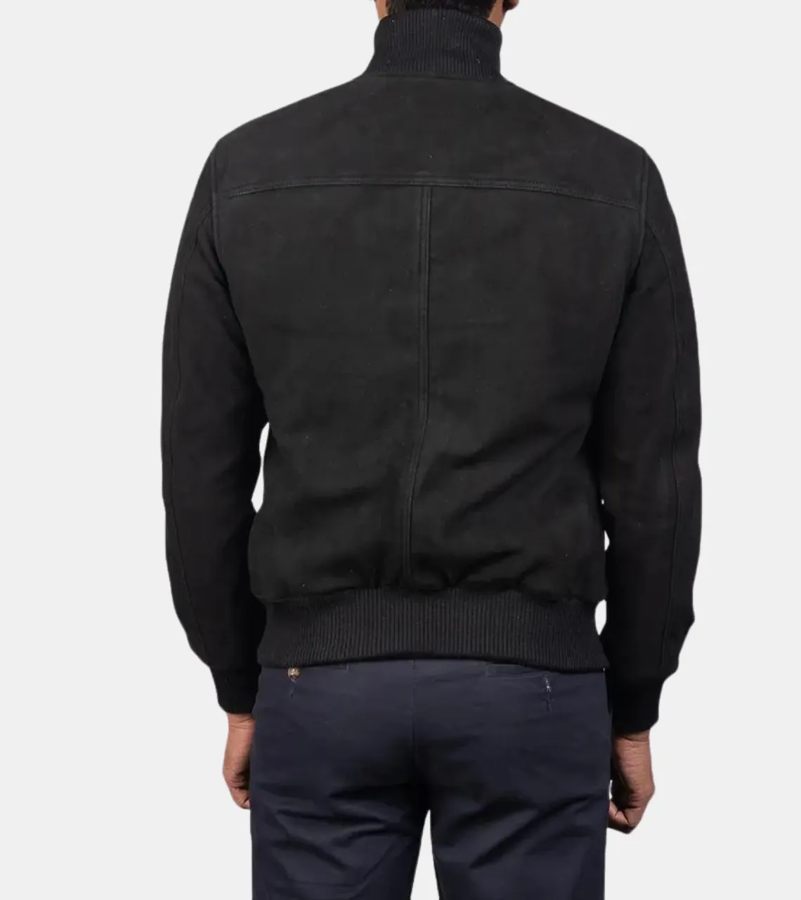 Spiridon Men's Black Suede Bomber Leather Jacket