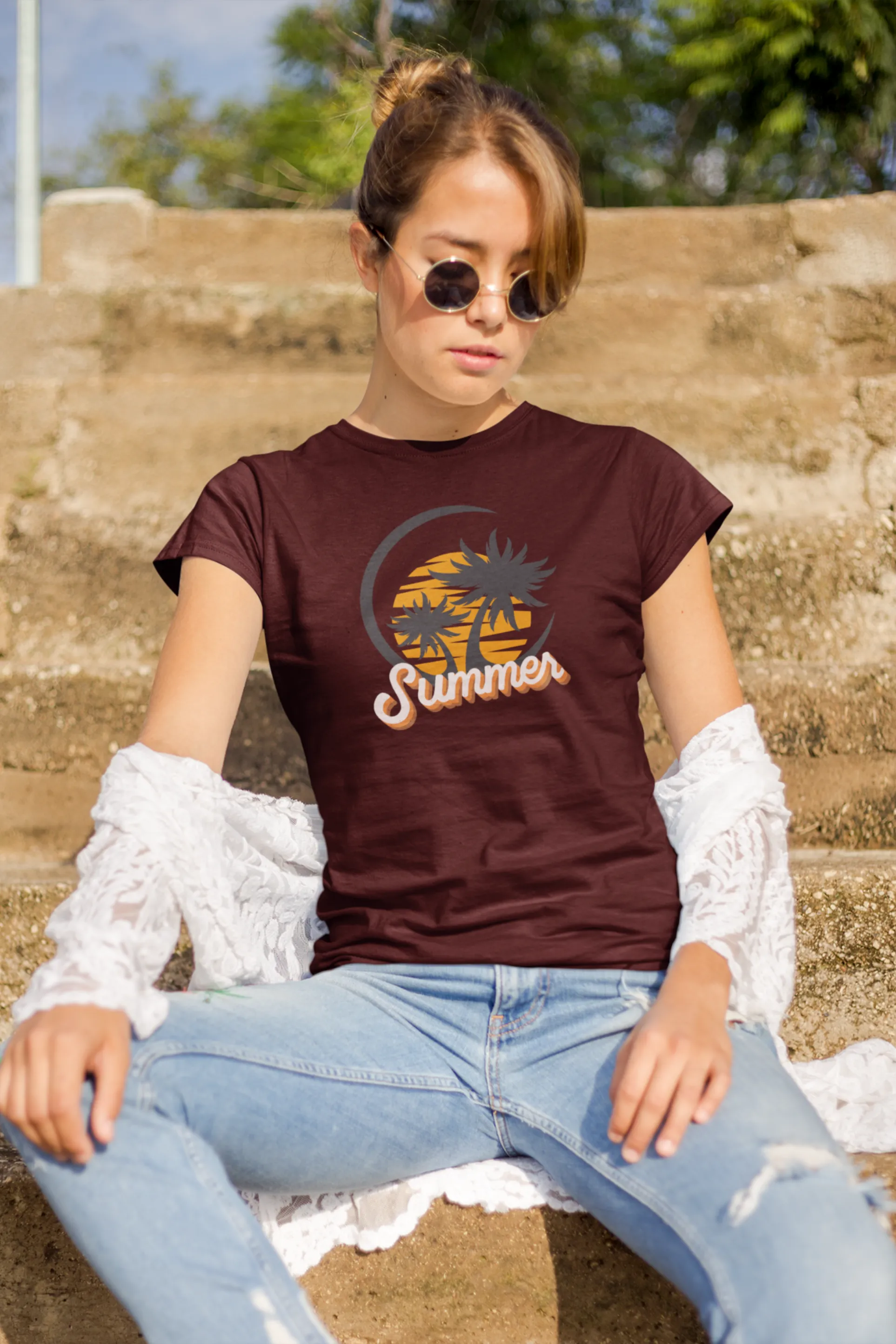 Summer Beach Vibes Printed T-shirt for women