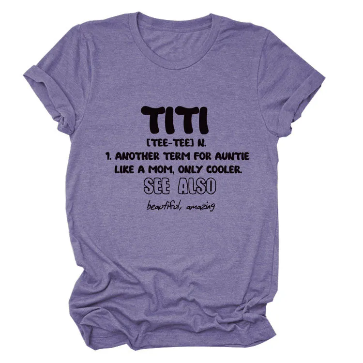 TITI TEE TEE Summer Letter Crew Neck Loose Short Sleeve Women's T-Shirt