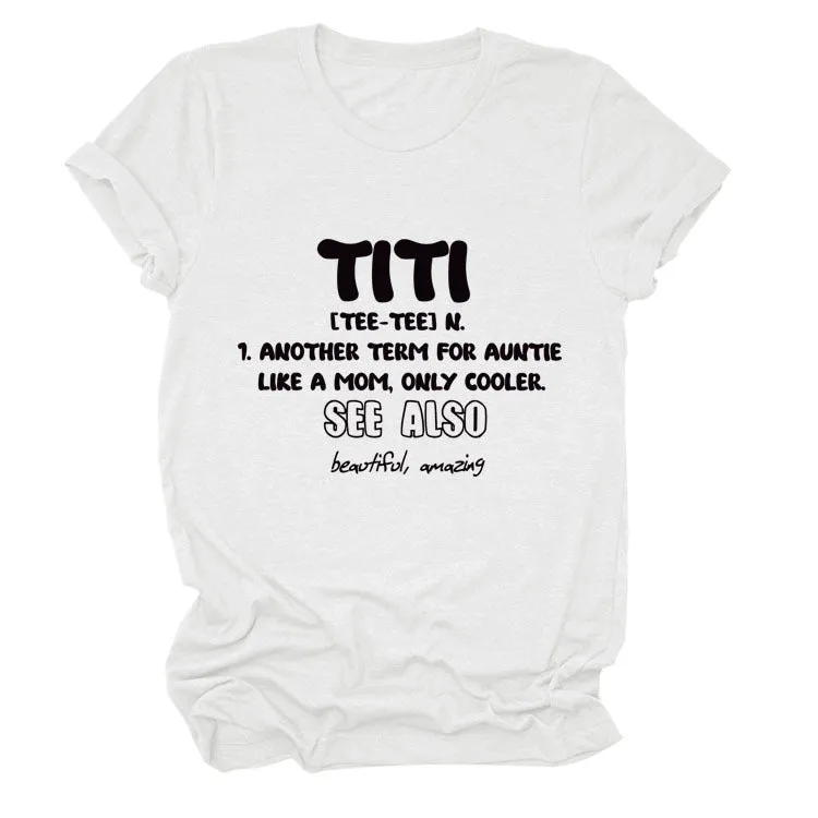 TITI TEE TEE Summer Letter Crew Neck Loose Short Sleeve Women's T-Shirt