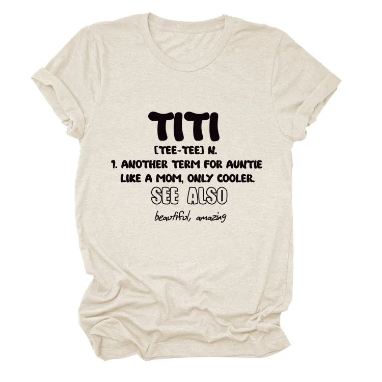 TITI TEE TEE Summer Letter Crew Neck Loose Short Sleeve Women's T-Shirt