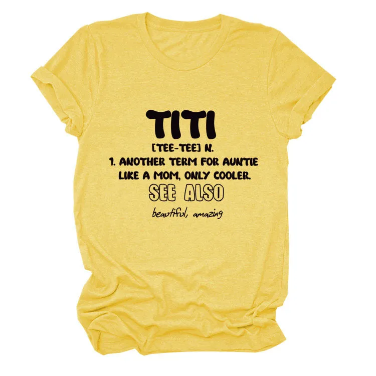 TITI TEE TEE Summer Letter Crew Neck Loose Short Sleeve Women's T-Shirt