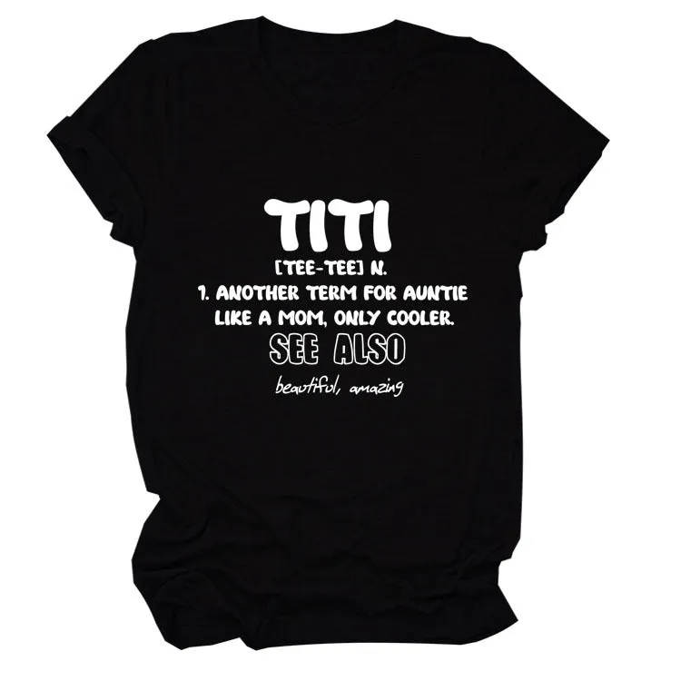 TITI TEE TEE Summer Letter Crew Neck Loose Short Sleeve Women's T-Shirt