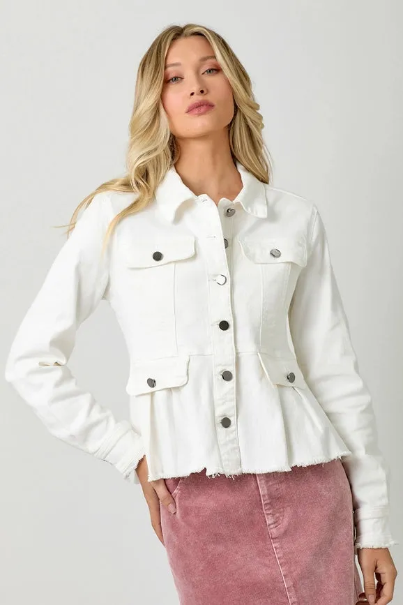 Washed Denim Peplum Jacket