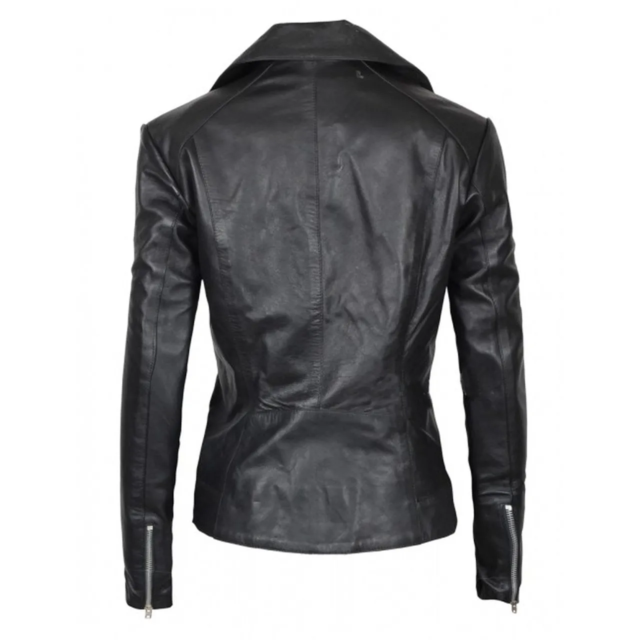 Women Black Leather Jacket Slim Fit