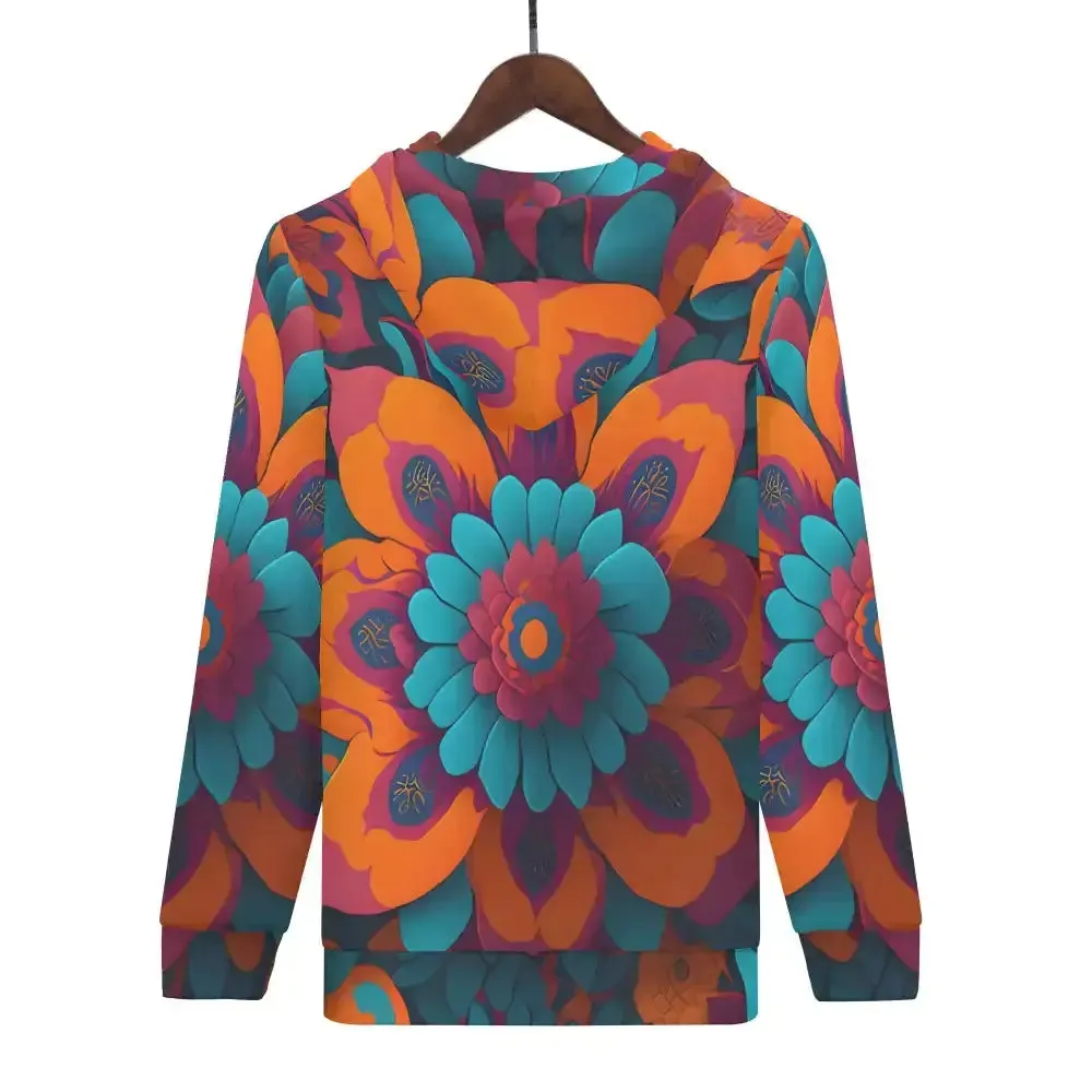 Womens floral fusion zip hoodie