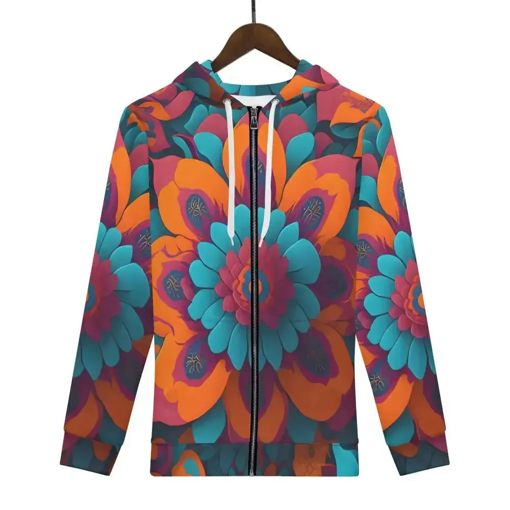 Womens floral fusion zip hoodie