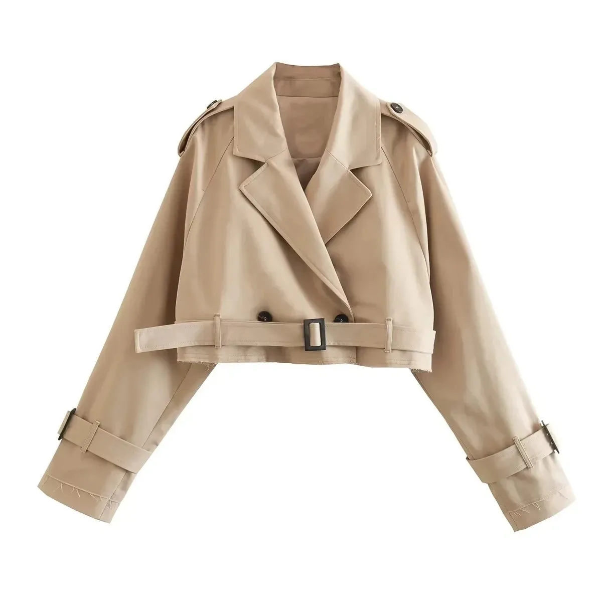 Women's Vintage Short Trench Coat Jacket with Belt | Ideal for Autumn/Winter